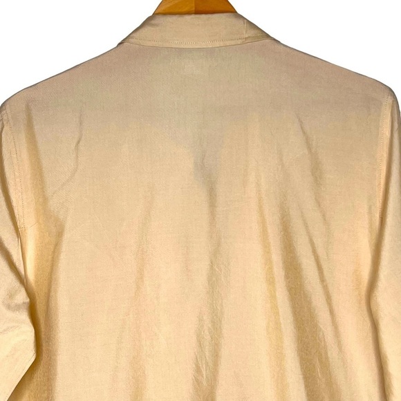 Y2K Neiman Marcus Silk Blend Jacket Yellow Size 16 XL Ribbed Hem Button Placket - Picture 5 of 13